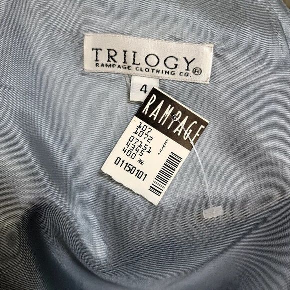 Vintage 90s Y2K Rampage Blue Grey Tweed 2pc Set Peplum Tank & Wrap Mini‎ Skirt - Picture 11 of 11